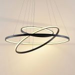 Lucande LED-pendellampe Ezana, svart, metall, Ø 80 cm