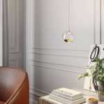 Lucande LED-pendellampe Hayley, gull, 1 lyskilde, glass