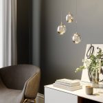 Lucande LED-pendellampe Hayley, gull, 3 lyskilder, glass