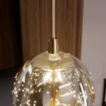 Lucande LED-pendellampe Hayley, gull, 5 lyskilder, langstrakt