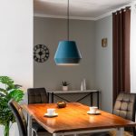 Lucande Mynoria LED-pendel, blå, aluminium, Ø 35 cm