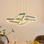 Lucande Quinn LED-pendellampe, 4 lyskilder nikkel