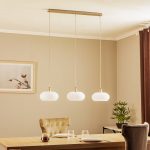Lucande Sharvil pendellampe, tre lamper, glass