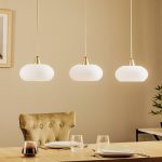 Lucande Sharvil pendellampe, tre lamper, glass