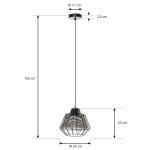 Lucande Tinko pendellampe med bur, svart, 25 cm