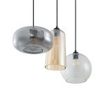 Lucande Wilja pendellampe i glass, 3-lys, trefarget