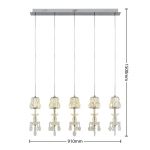 Lucande Yasanie LED-pendellampe, 5 lyskilder, lang