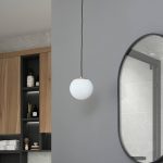 Lucande hengelampe Bidolo, messingfarget, glass, 15 cm, IP44