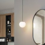 Lucande hengelampe Bidolo, messingfarget, glass, 15 cm, IP44