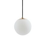 Lucande hengelampe Bidolo, messingfarget, glass, 15 cm, IP44