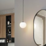 Lucande hengelampe Bidolo, svart, glass, Ø 15 cm, IP44