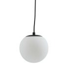 Lucande hengelampe Bidolo, svart, glass, Ø 15 cm, IP44