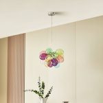 Lucande pendellampe Diborah, farget, glass, Ø 40 cm, G9