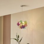 Lucande pendellampe Diborah, farget, glass, Ø 40 cm, G9