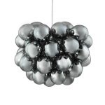 Lucande pendellampe Diborah, røykgrå, glass, Ø 50 cm, G9