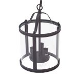 Lucande pendellampe Eryk, Ø 23 cm, svart, glass, 3-lys