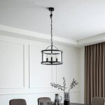 Lucande pendellampe Eryk, Ø 40 cm, svart, glass, 3-lys