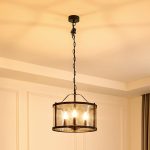 Lucande pendellampe Eryk, Ø 40 cm, svart, glass, 3-lys