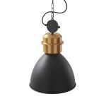Lucande pendellampe Kaeloria, svart/messing, aluminium, Ø 35 cm