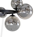 Lucande pendellampe Naelen, svart/grå, 64,3 cm, glass, G9