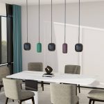 Lucande pendellampe Narion, lineær, svart, 5-lampe