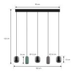 Lucande pendellampe Narion, lineær, svart, 5-lampe