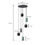 Lucande pendellampe Narion, rund, svart, 6-lampe