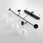 Lucande pendellampe Rama, svart, jern, glass, 112 cm lang