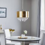 Pendellampe Amy med plastkrystaller, gull