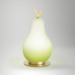 Wilma LED-bordlampe, grønn/messing, pæreformet, dimbar