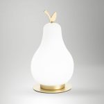 Wilma LED-bordlampe, messing/hvit, pæreformet, dimbar