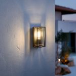 Arcchio Ismera utend⌀rs vegglampe, m⌀rk grå/klar, IP65, glass