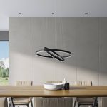 Arcchio LED-hengelampe Albiona, svart, 2 ringer, ⌀ 60 cm