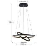 Arcchio LED-hengelampe Albiona, svart, 2 ringer, ⌀ 60 cm