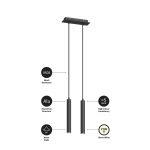 Arcchio LED-pendellampe Franka, 2 lyskilder, svart, aluminium