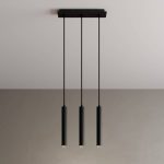 Arcchio LED-pendellampe Franka, 3 lyskilder, lang, svart, aluminium