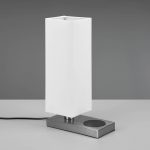 Bordlampe Haley med ladestasjon, hvit/nikkel