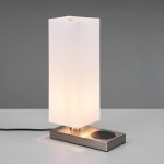 Bordlampe Haley med ladestasjon, hvit/nikkel