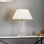 Bordlampe Veronique, fot bred, krem/gull