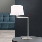 Carlton bordlampe i tekstil, matt nikkel