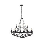 Cartwheel III lysekrone, 12 lyskilder, ⌀ 89 cm, svart, metall