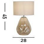 Devon bordlampe, hvit/creme, h⌀yde 44,5 cm, tekstil/glass