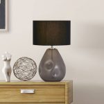 Devon bordlampe, svart/r⌀ykgrå H⌀yde 44,5 cm tekstil/glass