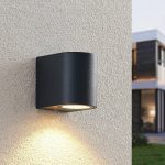 ELC utend⌀rs vegglampe Fijona, rund, 8,1 cm, grå, aluminium