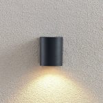 ELC utend⌀rs vegglampe Fijona, rund, 8,1 cm, grå, aluminium