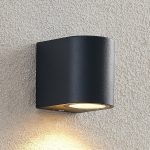 ELC utend⌀rs vegglampe Fijona, rund, 8,1 cm, grå, aluminium