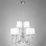Elegant tekstil-prismekrone Lara 9-armet