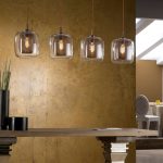 Fox pendellampe, 4-lys, doble skjermer, glass