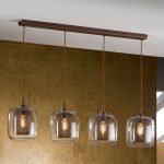 Fox pendellampe, 4-lys, doble skjermer, glass