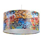 Graffiti-pendellampe med fargerikt fototrykk